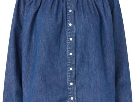 Forudbestilling - Second Female - Mina Denim Shirt 59309 - 5997 Blue denim Hot on Sale