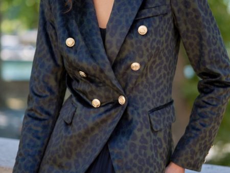 A-bee - Leopard Velvet Jacket V1921W - Kaki Sale