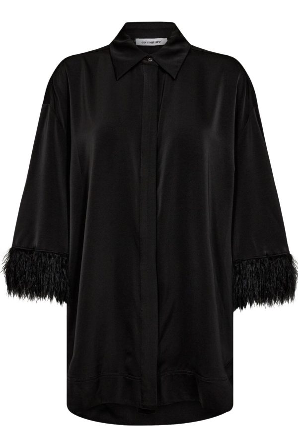 Co´couture - Adnacc Feather Shirt 35686 - 96 Black For Sale