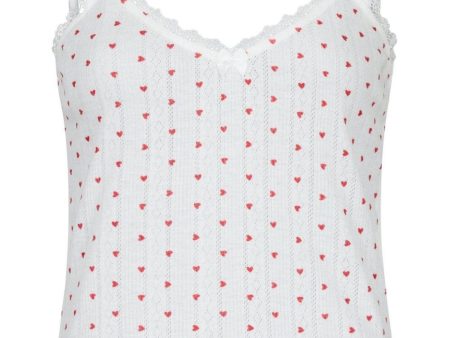 Neo Noir - Lindsay Pointelle Heart Top - White Online