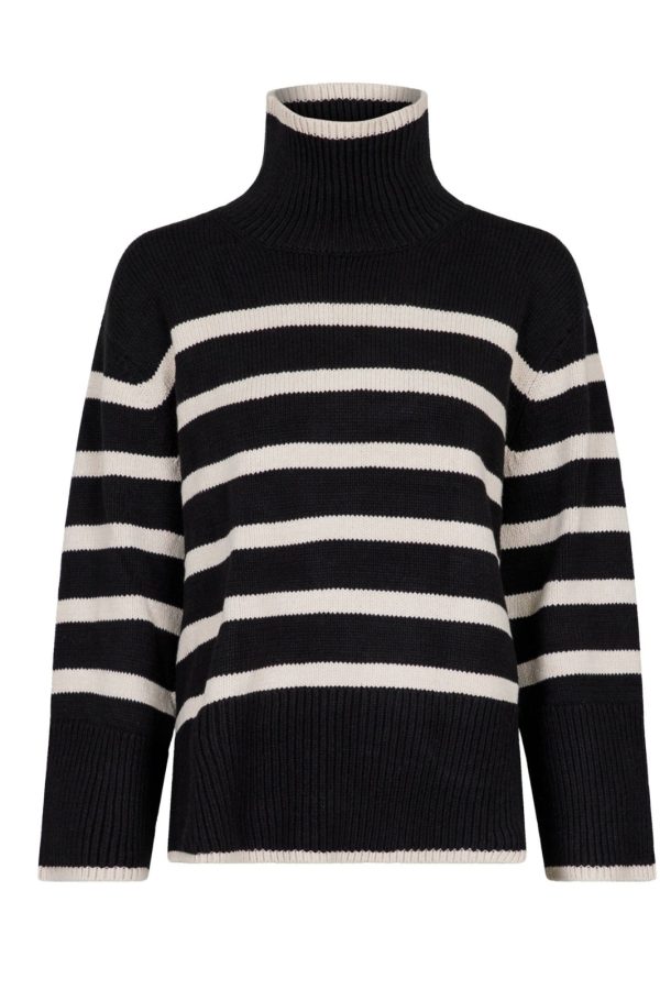 Neo Noir - Fanning Stripe Knit Blouse GZ - Black For Discount