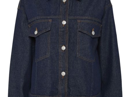 Forudbestilling - Pieces - Pcelma Denim Jacket - 4651326 Dark Blue Denim Rinse Wash For Discount