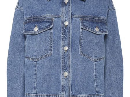 Forudbestilling - Pieces - Pcelma Denim Jacket - 4651344 Medium Blue Denim Hot on Sale