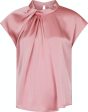 Neo Noir - Fleur Drapy Satin Blouse - Light Pink For Cheap