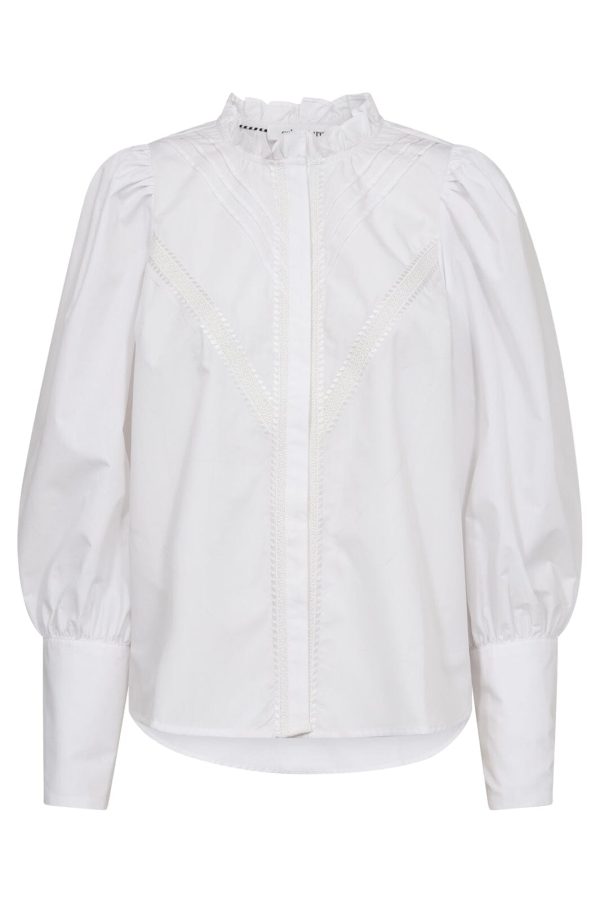 Co´couture - Cocc Crisp Pintuck Lace Shirt 35522 - 4000 White Hot on Sale