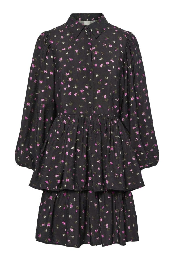 Y.A.S - Yasisa Ls Shirt Dress - 4773116 Black Pink Petita Print Discount